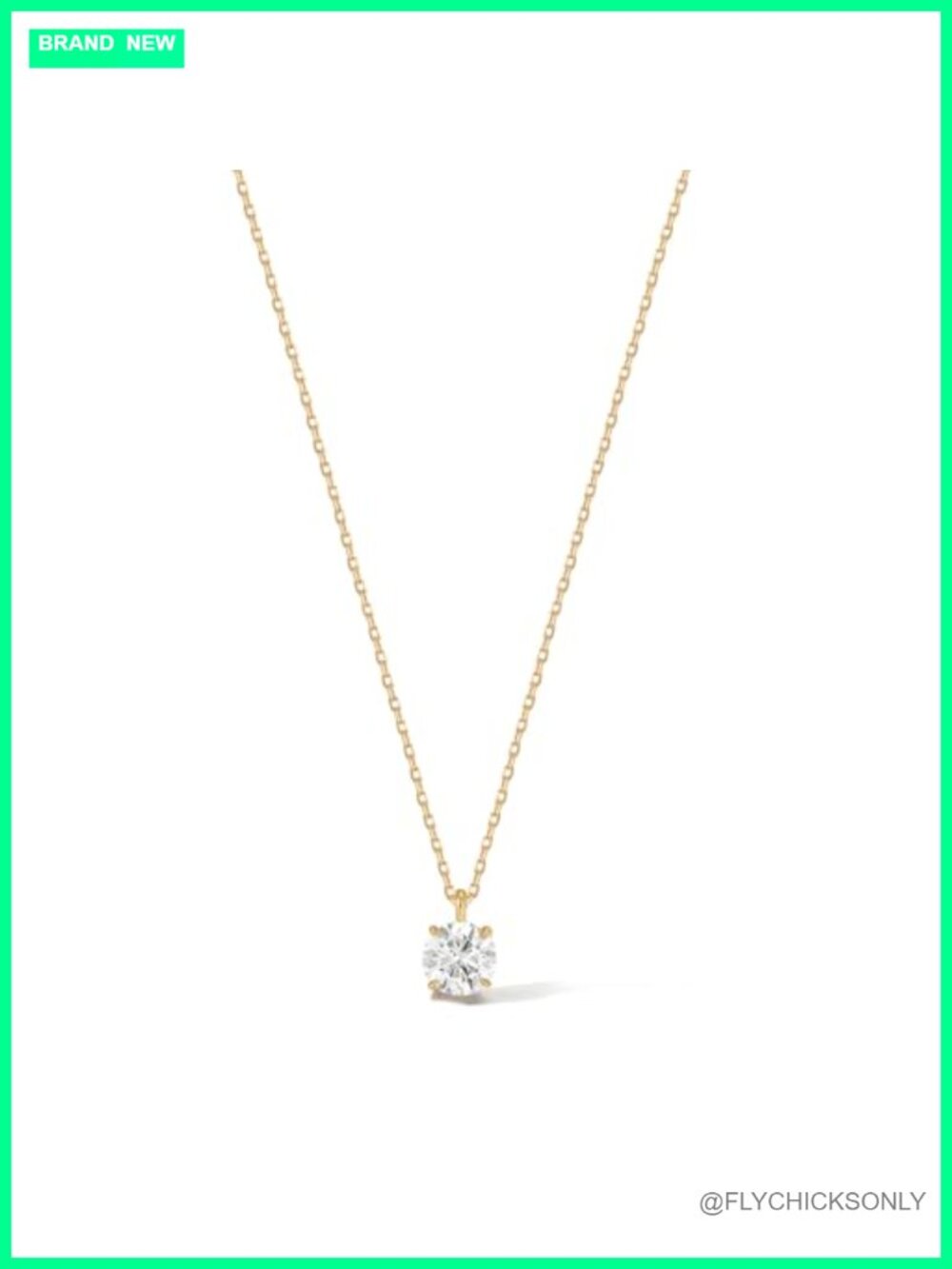 Lab Grown Diamond Solitaire Pendant Necklace 14K Solid Gold Prong Set 16-18"